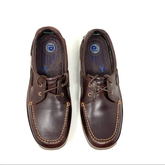 Dunham Champlain Nautical brown leather boat shoes D width - Picture 2 of 8